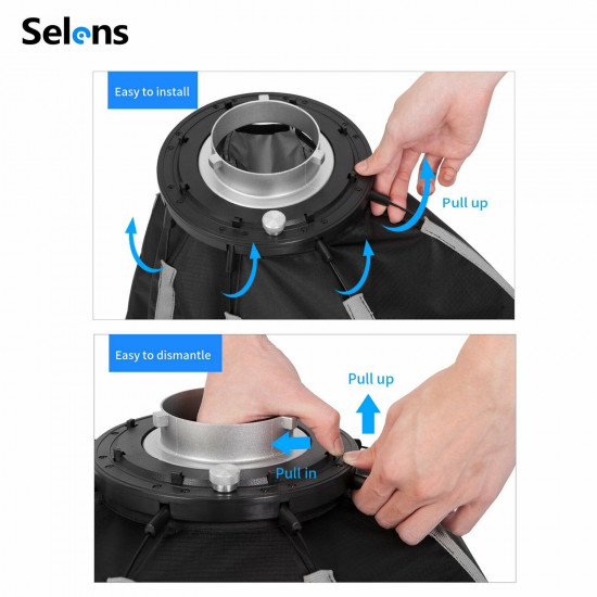 Selens 60cm Octagon Umbrella Softbox w/Grid Quick Set-up Bowens Mount For Flash Selens 60cm Octagon Umbrella Softbox w/Grid Quick Set-up Bowens Mount For Flash