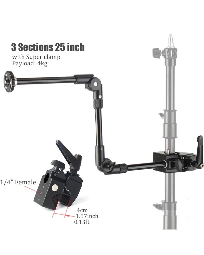 BFOLLOW Magic Articulated Arm 25" 32" Clamp Mount for DSLR Camera Camcorder Overhead Video Studio Webcam Tablet Phone Bracket BFOLLOW Magic Articulated Arm 25" 32" Clamp Mount for DSLR Camera Camcorder Overhead Video Studio Webcam Tablet Phone Bracket