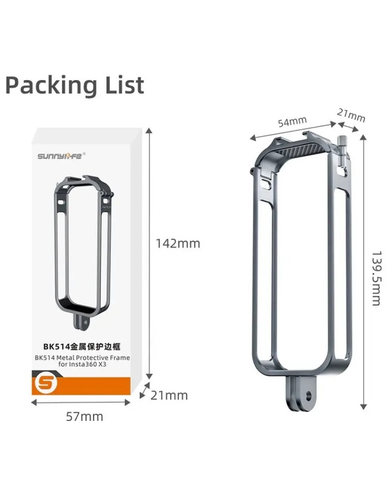 Insta360 X3 Camera Cage Aluminum Alloy Protective Frame Expansion Bracket