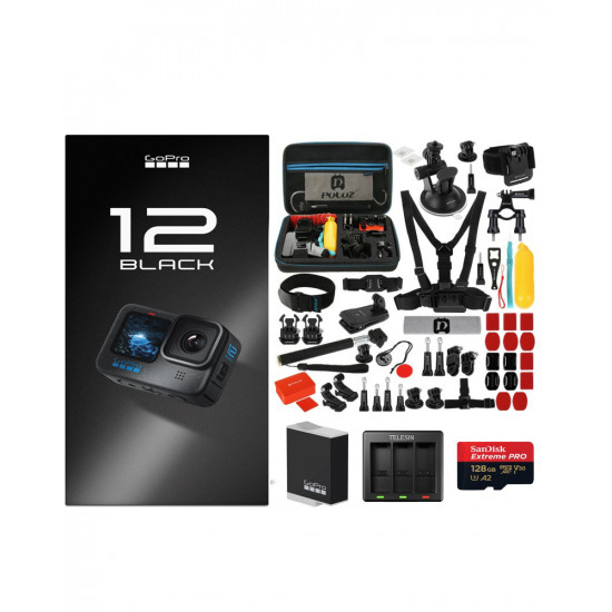 GoPro Hero 12 Black Action Camera With Accessories Kit GoPro Hero 12 Black Action Camera With Accessories Kit