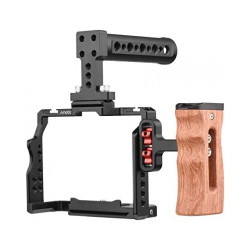 Andoer Camera Video Cage Top Handle Side Wooden Grip Dual Cold Shoe Mount 1/4"for Sony A7IV/A7III/A7II/A7R III/A7R II/A7S II Andoer Camera Video Cage Top Handle Side Wooden Grip Dual Cold Shoe Mount 1/4"for Sony A7IV/A7III/A7II/A7R III/A7R II/A7S II