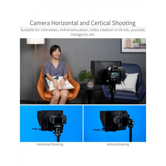 FEELWORLD TP10 Portable 10" Folding Teleprompter Up 11" Phone Tablet Prompter for Phone DSLR Shoot FEELWORLD TP10 Portable 10" Folding Teleprompter Up 11" Phone Tablet Prompter for Phone DSLR Shoot