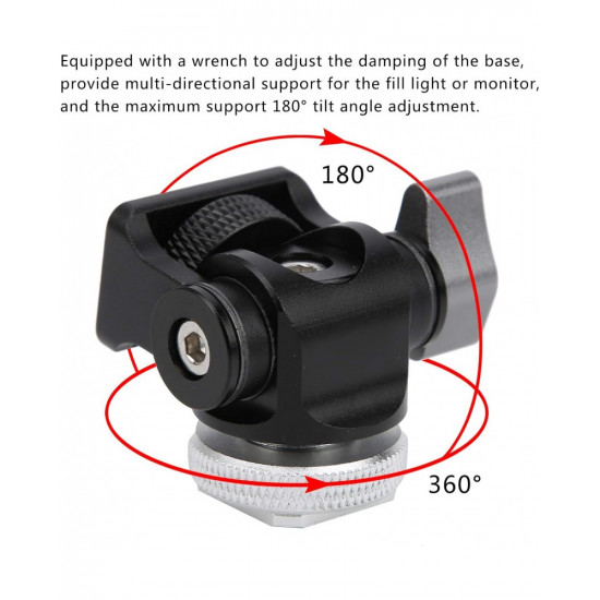 Ball Head Aluminium Alloy Tilt Angle Adjustment Black 1/4 Inch Screw Monitor Bracket Ball Head Aluminium Alloy Tilt Angle Adjustment Black 1/4 Inch Screw Monitor Bracket