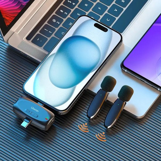Ulanzi V6 3-in-1 Plug-Play Wireless Lavalier Microphone for iPhone/Android/Tablet/Camera Ulanzi V6 3-in-1 Plug-Play Wireless Lavalier Microphone for iPhone/Android/Tablet/Camera