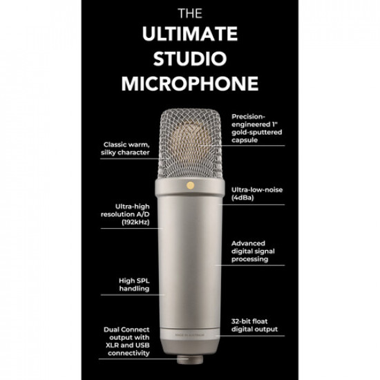 RODE NT1 5th Generation Large-Diaphragm Cardioid Condenser XLR/USB Microphone (Silver) RODE NT1 5th Generation Large-Diaphragm Cardioid Condenser XLR/USB Microphone (Silver)