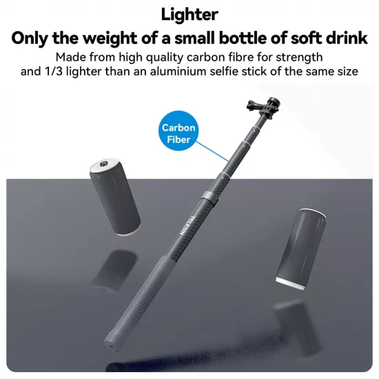 TELESIN New Design 3m Carbon Fiber Selfie Stick