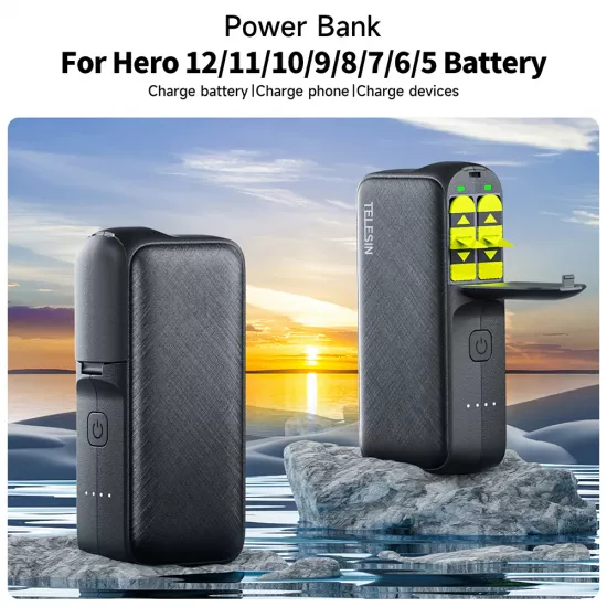 TELESIN Power Bank Storage Charging Case for GoPro Battery for GoPro Hero 12/11/10/9/8/7/6/5 TELESIN Power Bank Storage Charging Case for GoPro Battery for GoPro Hero 12/11/10/9/8/7/6/5