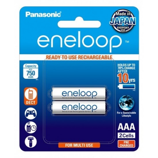 Panasonic Eneloop AAA 750mAh Rechargeable Batteries 2 Pack