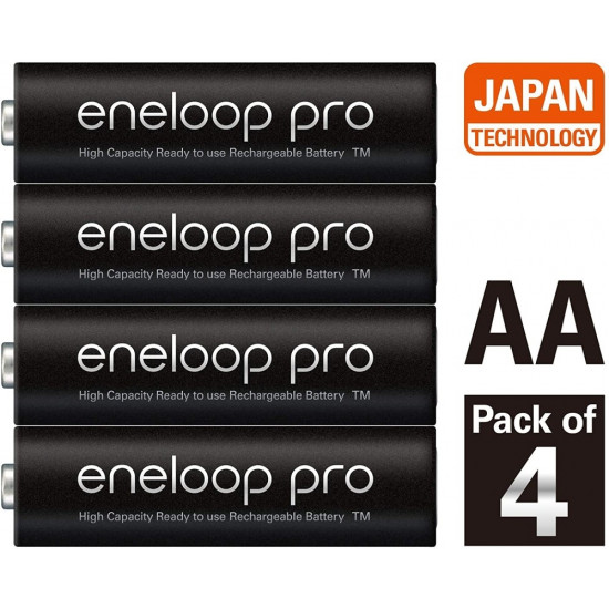 Panasonic Eneloop Pro AA 2450mAh Rechargeable Batteries 4 Pack Panasonic Eneloop Pro AA 2450mAh Rechargeable Batteries 4 Pack