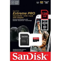 Sandisk Extreme Pro 128GB MicroSDXC 200MB/s Memory Card with SD Adapter