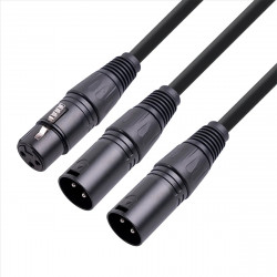 XLR Female to Dual XLR Male 3 Pin Patch Y Cable Balanced Microphone Splitter Cord 50cm