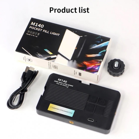 M140 Pocket Fill Light Dimmable 2700-6500k 2000mAh Portable LED Video Light