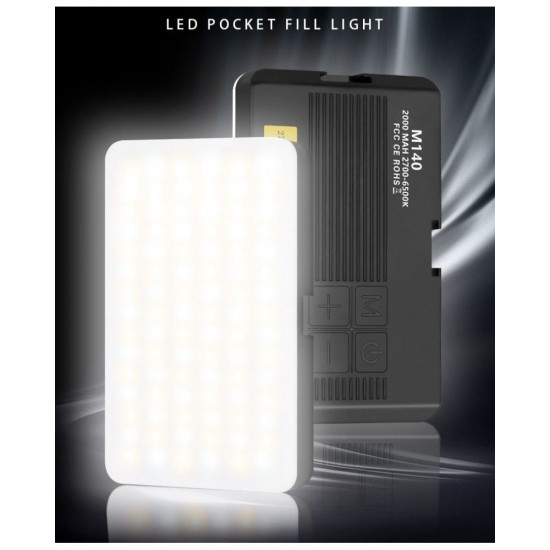 M140 Pocket Fill Light Dimmable 2700-6500k 2000mAh Portable LED Video Light