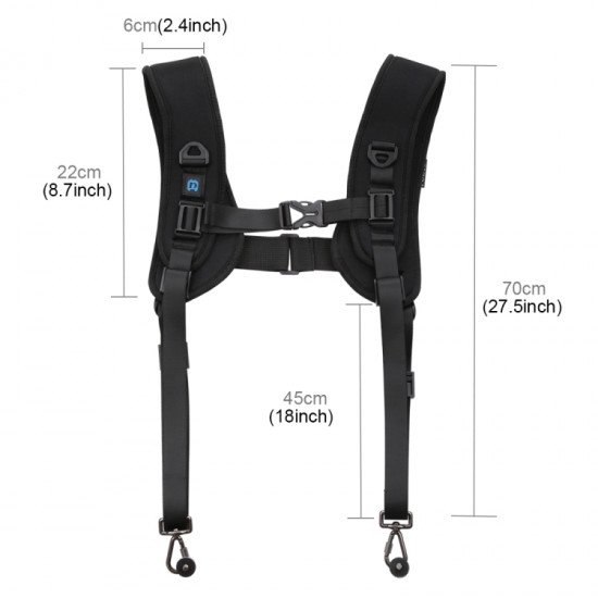 PULUZ Quick Release Double Shoulder Harness Soft Pad Decompression Foam Strap Belt PULUZ Quick Release Double Shoulder Harness Soft Pad Decompression Foam Strap Belt