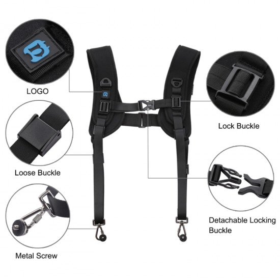 PULUZ Quick Release Double Shoulder Harness Soft Pad Decompression Foam Strap Belt PULUZ Quick Release Double Shoulder Harness Soft Pad Decompression Foam Strap Belt