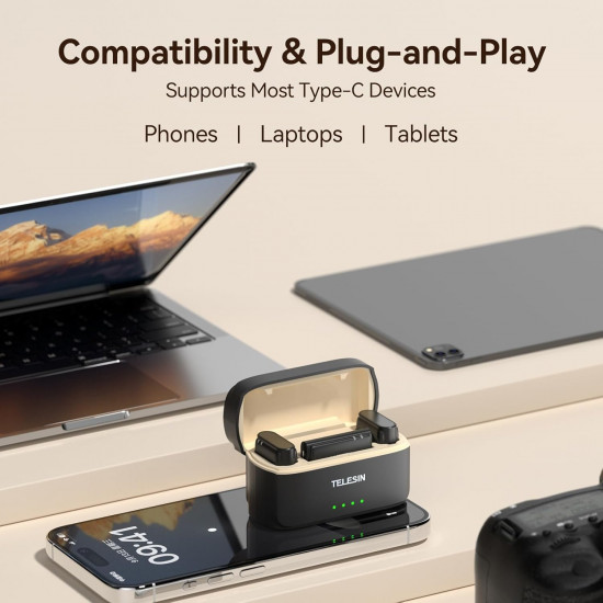 TELESIN Wireless Lavalier Microphone Compatible Type-C TELESIN Wireless Lavalier Microphone Compatible Type-C