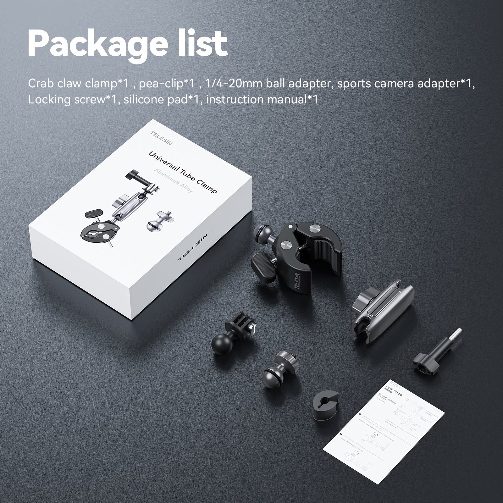 TELESIN Aluminum Alloy Universal Handlebar Mount TELESIN Aluminum Alloy Universal Handlebar Mount