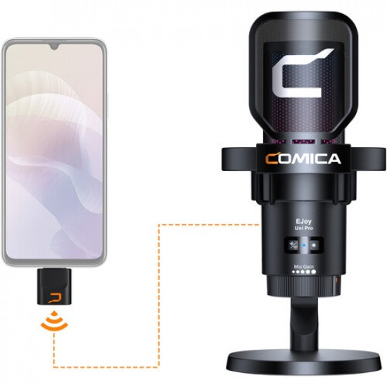 COMICA Audio EJoy Uni Pro D RGB Cardioid Condenser Wireless/USB-C Microphone with Desktop Stand COMICA Audio EJoy Uni Pro D RGB Cardioid Condenser Wireless/USB-C Microphone with Desktop Stand