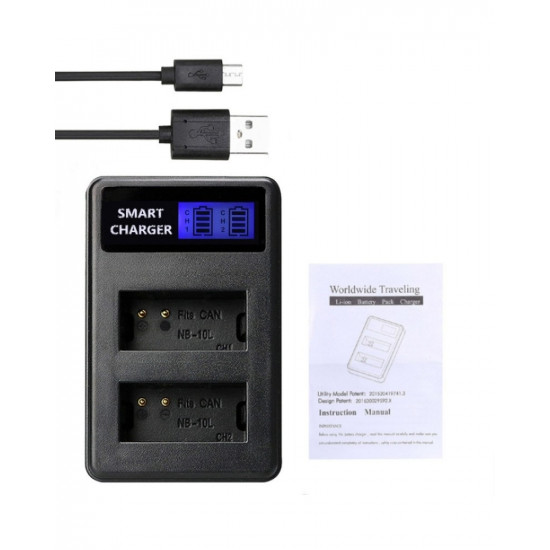 NB-10L Battery Charger LCD Smart USB Dual Channel Charger NB-10L Battery Charger LCD Smart USB Dual Channel Charger