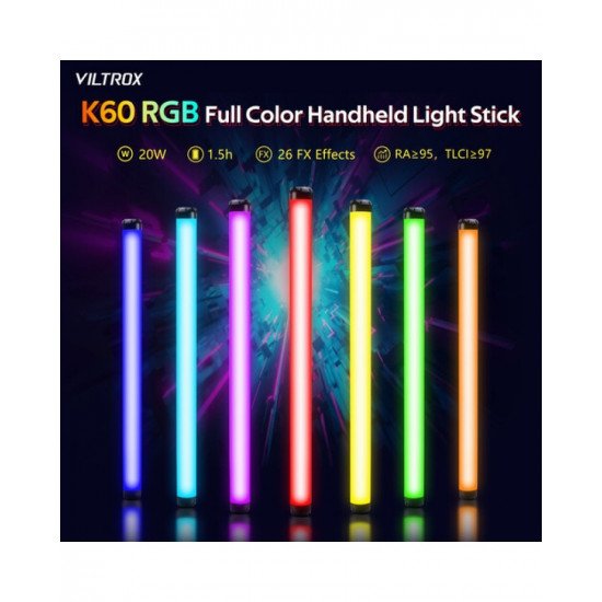 VILTROX K60 20W Handheld RGB LED Light Stick Black (22.8")