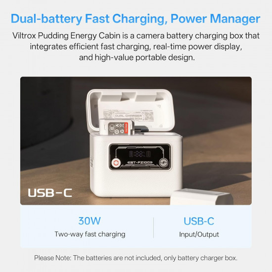 VILTROX BT-FZ100 Camera Battery Charging Case Power Bank for Sony NP-FZ100 (Battery Not Included) VILTROX BT-FZ100 Camera Battery Charging Case Power Bank for Sony NP-FZ100 (Battery Not Included)