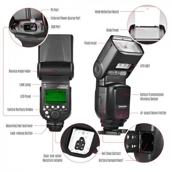 YONGNUO YN968C TTL Wireless Camera Flash Speedlite For Canon 650D 100D 1100D Flash Speedlite YONGNUO YN968C TTL Wireless Camera Flash Speedlite For Canon 650D 100D 1100D Flash Speedlite