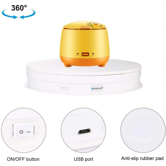 PULUZ Turntable Display Stand Adjusting Speed USB Electric Rotating Video Shooting Props Turntable for Photography (30cm, White) PULUZ Turntable Display Stand Adjusting Speed USB Electric Rotating Video Shooting Props Turntable for Photography (30cm, White)