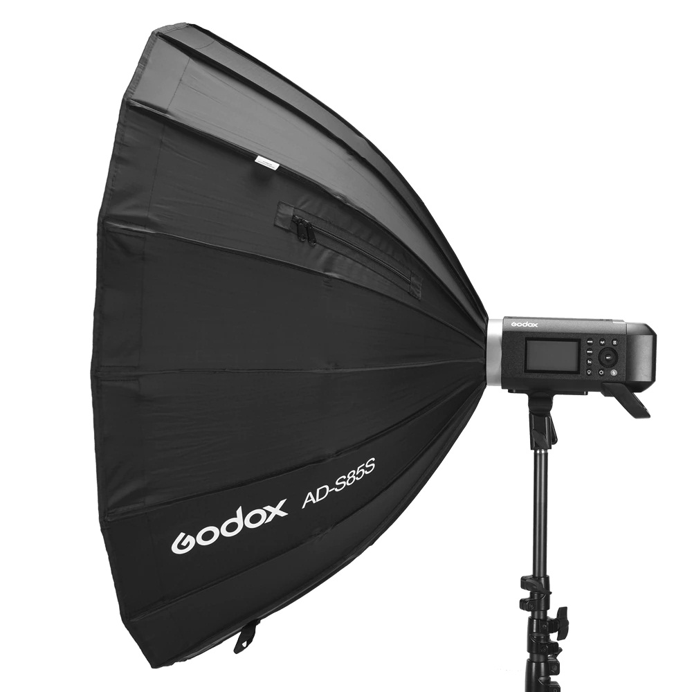 Godox AD-S85S 85cm Deep Parabolic Softbox Inside Silver with Honeycomb Grid Godox Mount Softbox for AD400PRO Flash Godox AD-S85S 85cm Deep Parabolic Softbox Inside Silver with Honeycomb Grid Godox Mount Softbox for AD400PRO Flash