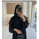 عباية 00177 عباية اسود بكم مشجر مع مطاط