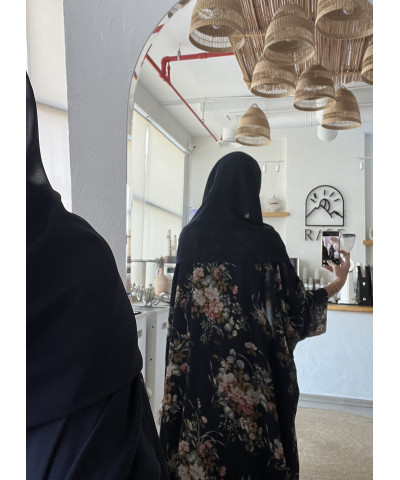 عباية 00280 عباية واسعة دبل شيفون بقصة نص بشت