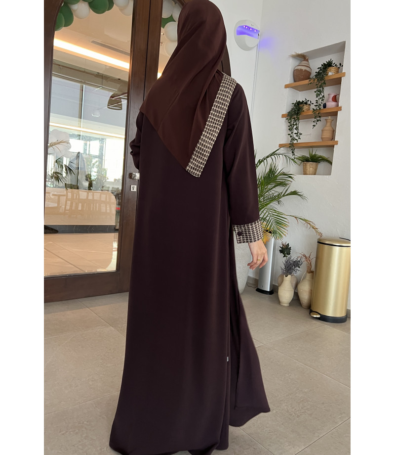 عباية 00293 عباية كريب ياباني بنية بكم كبك 