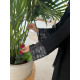 عباية 00295 عباية سوداء بأكمام تل مطرز بالاسود
