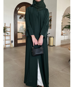 عباية 00272 عباية زيتي غامق بقصة كلوش بطقطق