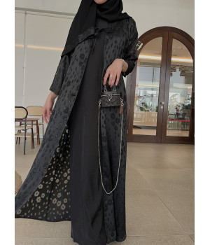 عباية 00337  عباية صيفية أنيقة مع فستان داخلي بخامة الحرير المغسول
