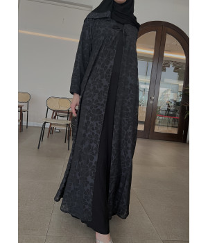 عباية 00348 عباية صيفية أنيقة مع فستان داخلي بخامة الحرير المغسول