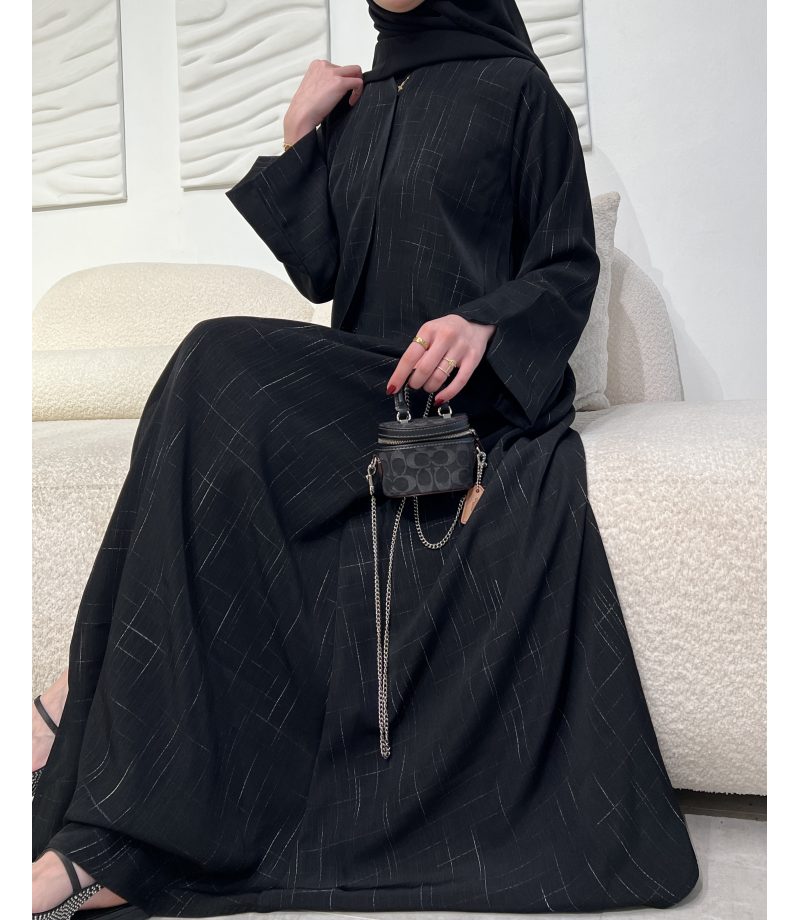 عباية 00440 سوداء أنيقة بخامة كريب تركي سواد فاحم عباية 00440 سوداء أنيقة بخامة كريب تركي سواد فاحم