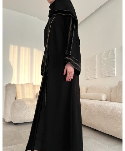 عباية 00442  أنيقة بخامة كريب (ندى) بقصة كم فرنسي