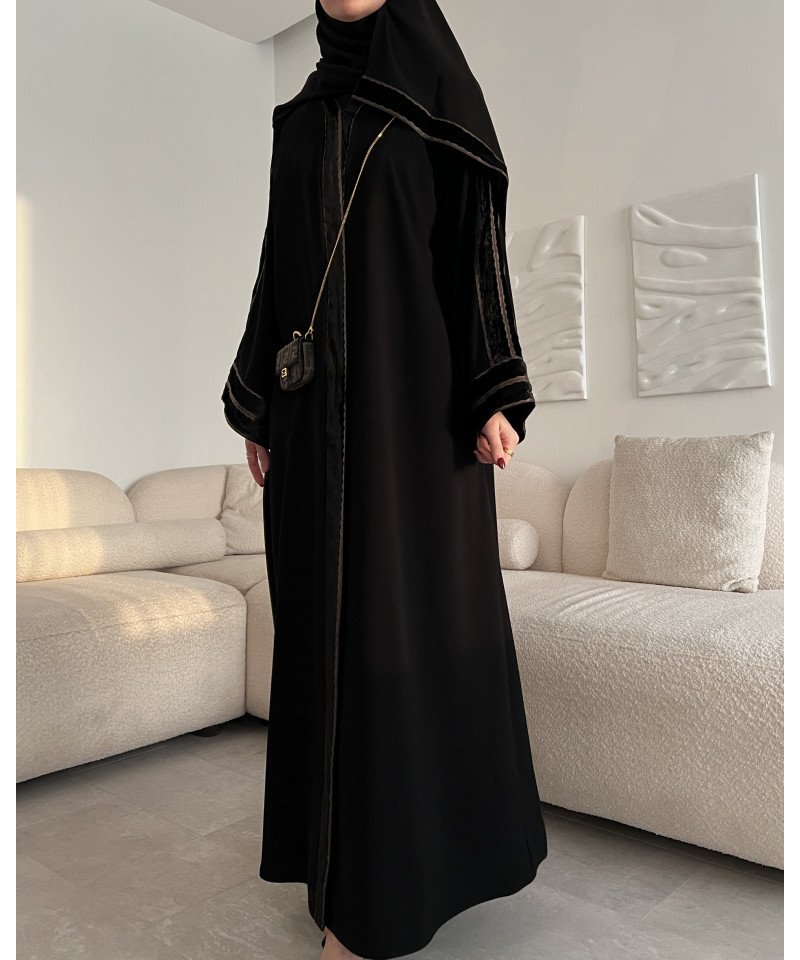 عباية 00442 أنيقة بخامة كريب (ندى) بقصة كم فرنسي عباية 00442 أنيقة بخامة كريب (ندى) بقصة كم فرنسي