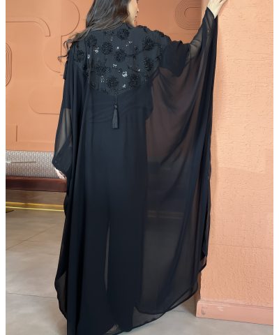 عباية 00468 كشخة بقصة بشت (بحريني) مع شك وتطريز 