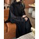 عباية 00469 أنيقة مع كم تل مطرز بخيوط الحرير الاسود