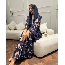 عباية 00473 صيفية مشجرة  بالكحلي بقصة كلاسيك