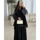 عباية 00477 صيفية باللون الأسود بأكمام مطرزة بالأسود 