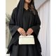 عباية 00482أنيقة باللون الأسود بخامة جاكار مطرز بالأسود 