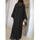 عباية 00482أنيقة باللون الأسود بخامة جاكار مطرز بالأسود 