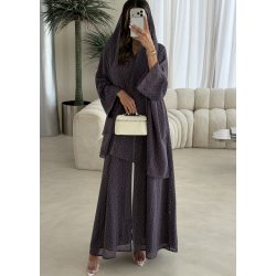 عباية 00493صيفية بنقشات زهرية بقصة ربع كلوش