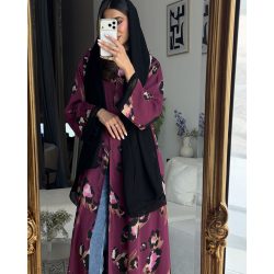 عباية 00503 عصرية بنقشات زهرية بقصة A
