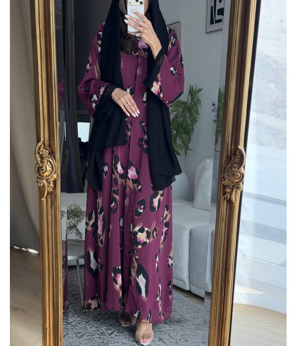 عباية 00503 عصرية بنقشات زهرية بقصة A