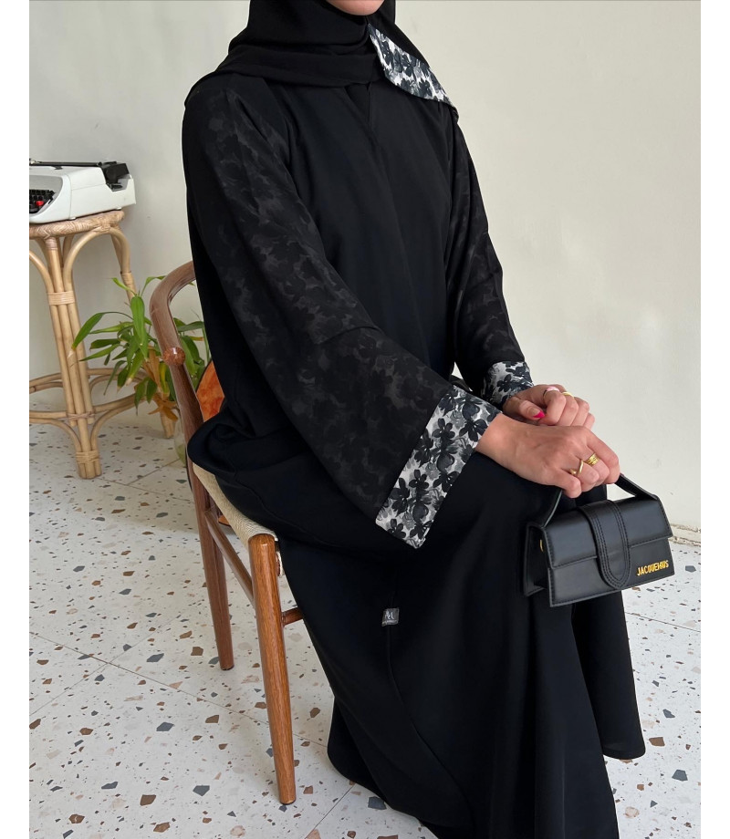عباية 00178 عباية اسود بكم مفتوح