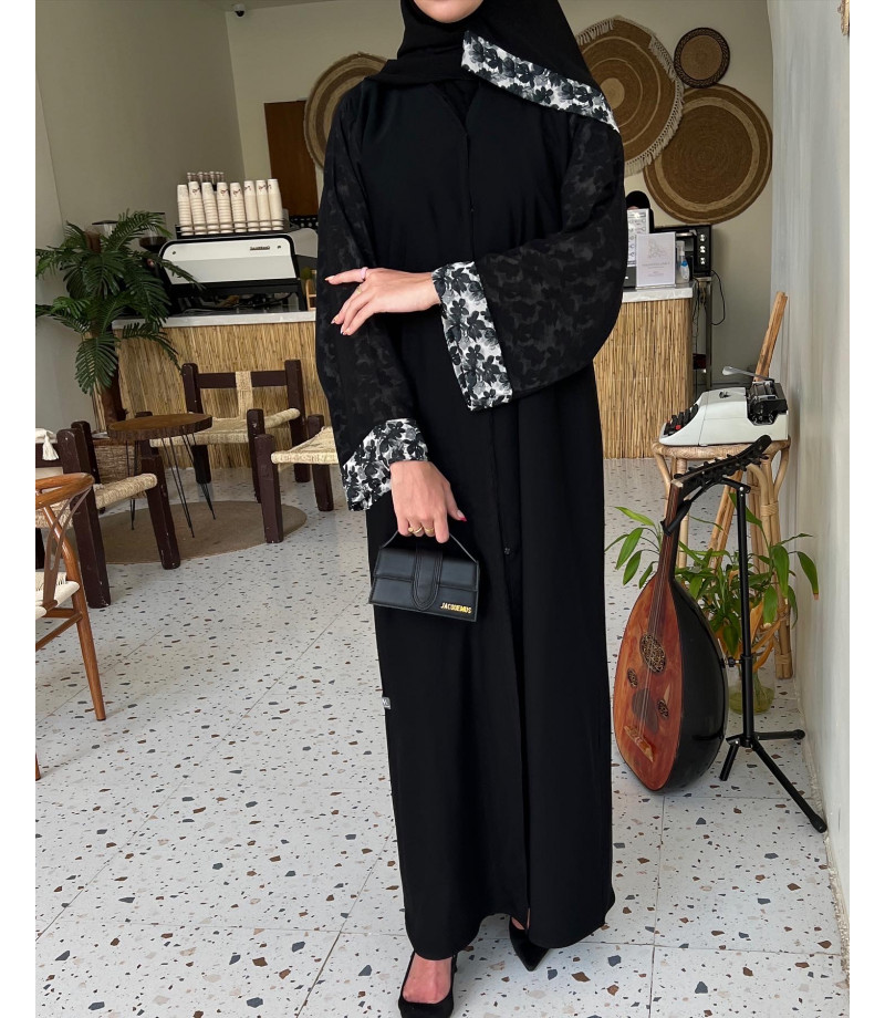 عباية 00178 عباية اسود بكم مفتوح