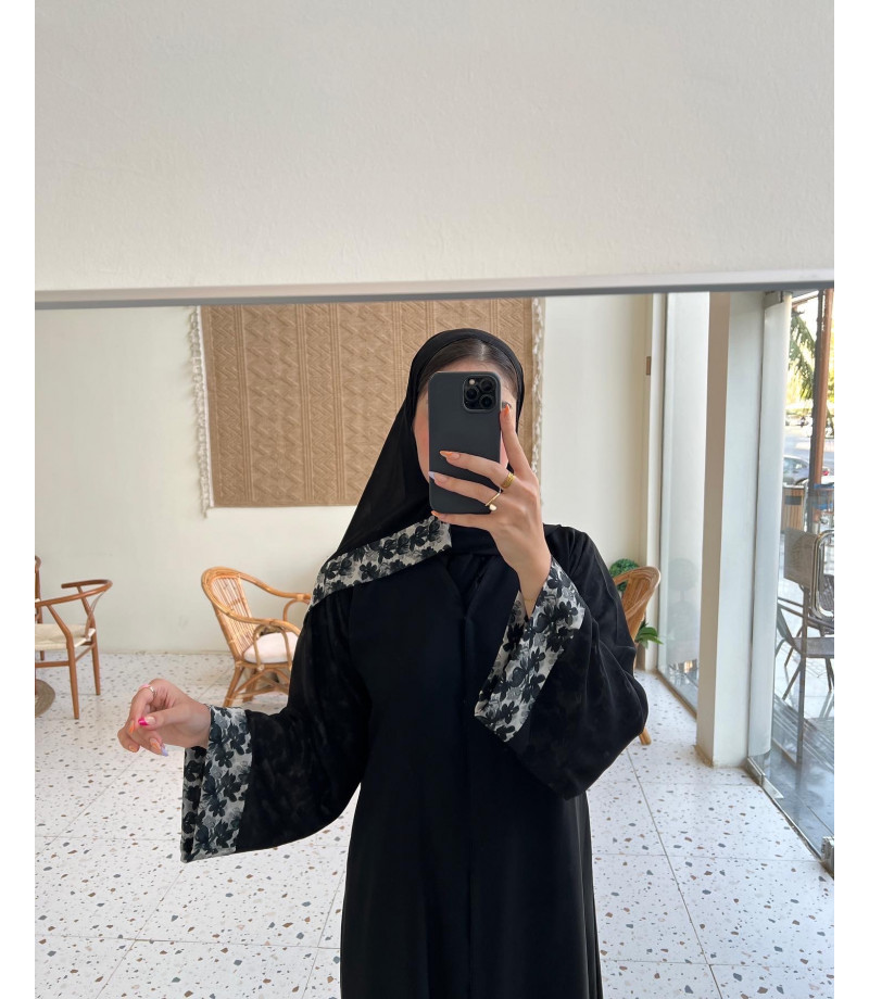 عباية 00178 عباية اسود بكم مفتوح